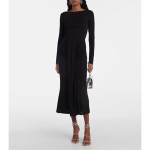 Staud Women's Black Long Sleeve Bodycon Gres Draped Midi Dress Size Large NWOT